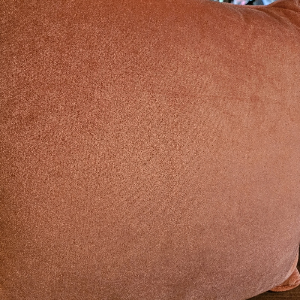New JUICY COUTURE Velveteen Throw Pillow with Iconic Zip Up Accent,‎ Orange - Picture 6 of 6